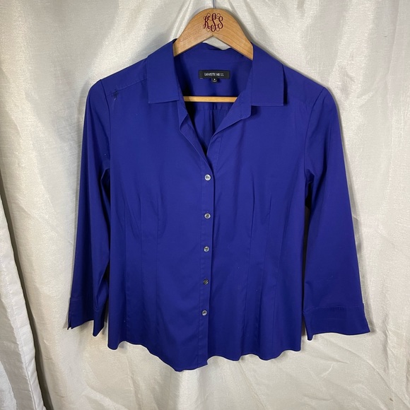 Lafayette 148 Tab Sleeve Popover Shirt in Paper Blue